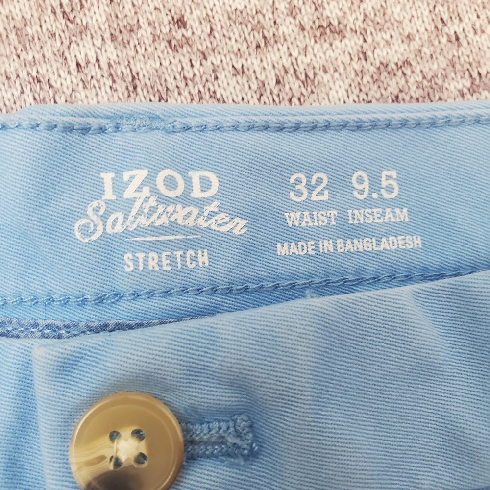 IZOD Saltwater Shorts Mens 32 Blue Chino Casual 9.5 Inseam New w/Tags - Picture 5 of 5